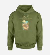 Thumbnail for Ercan International Airport (ECN) design on green army hoodie single-side print