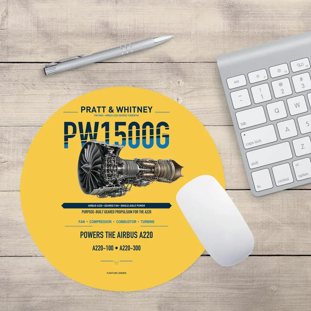 PW1500G design on yellow round mouse pad