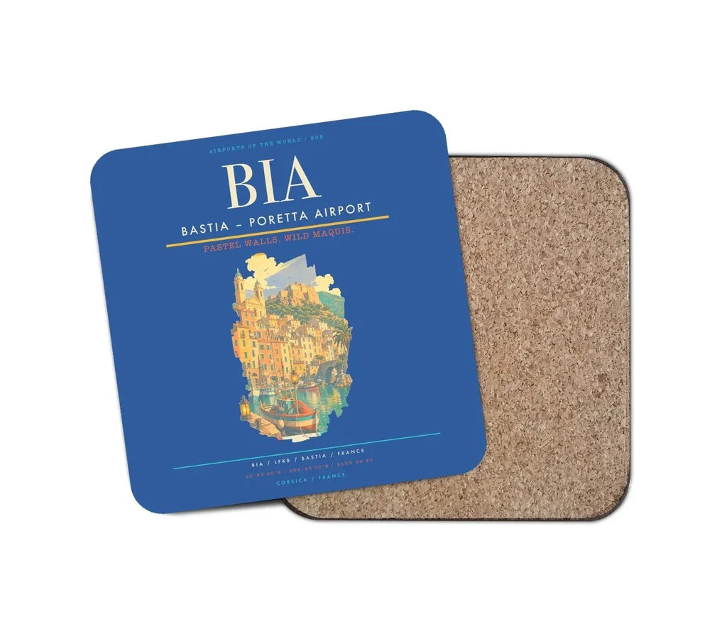 Bastia  Poretta Airport BIA Coaster 1-Piece - Blue