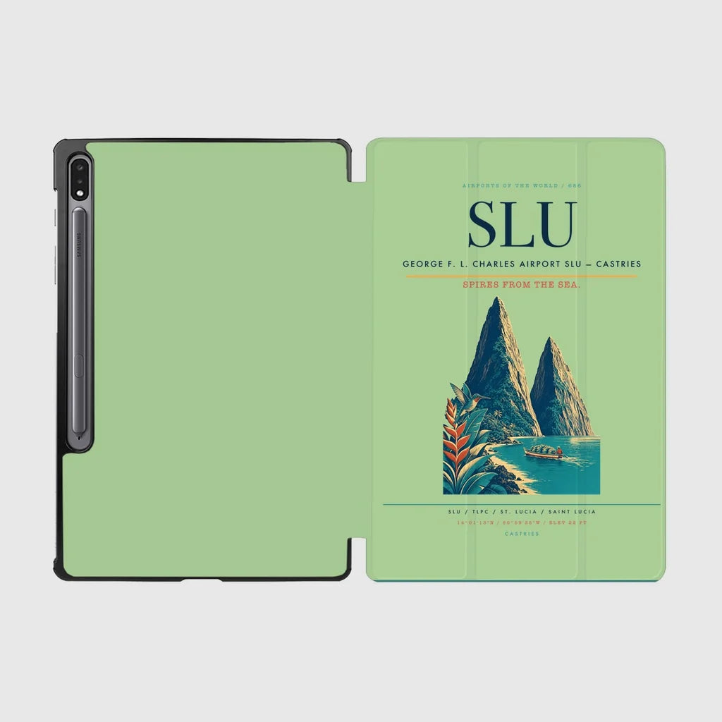 George F. L. Charles Airport (SLU) design on light green samsung tablet tablet case