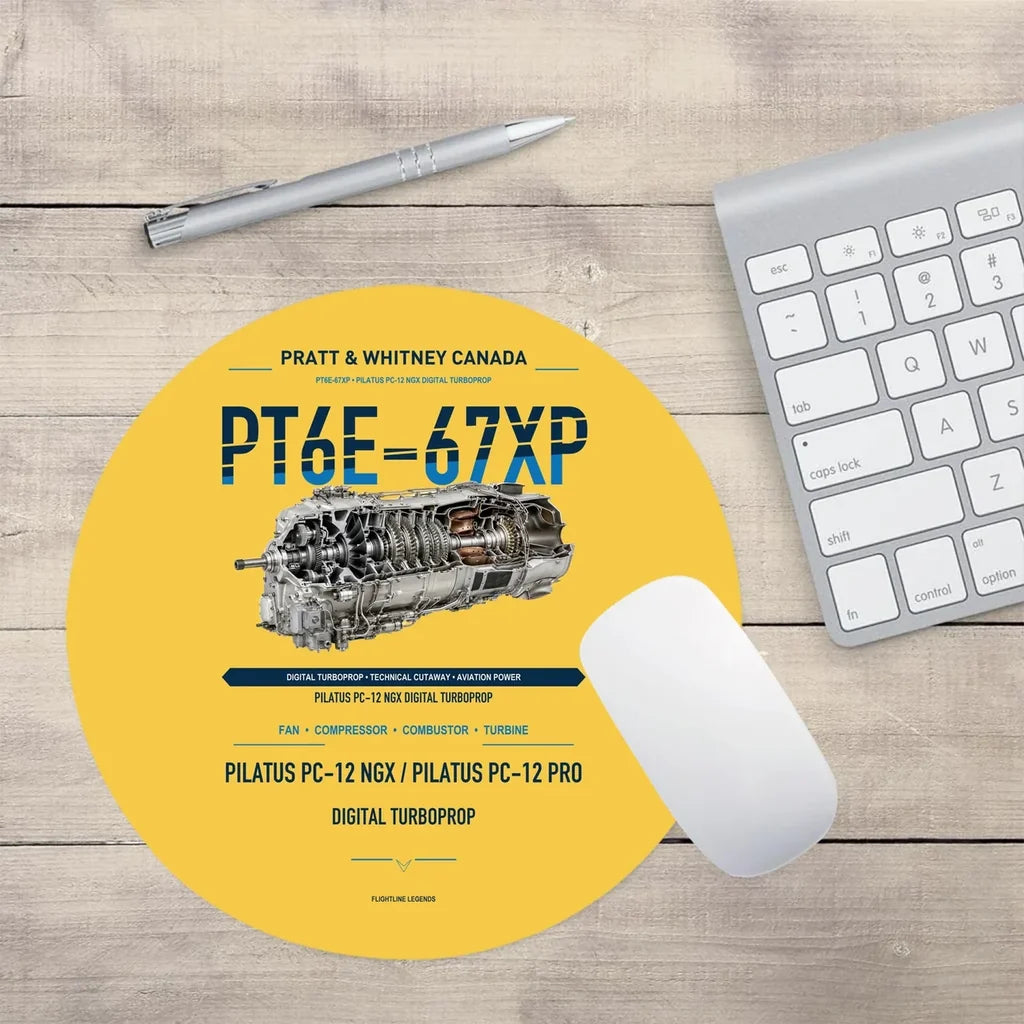 PT6E-67XP design on yellow round mouse pad