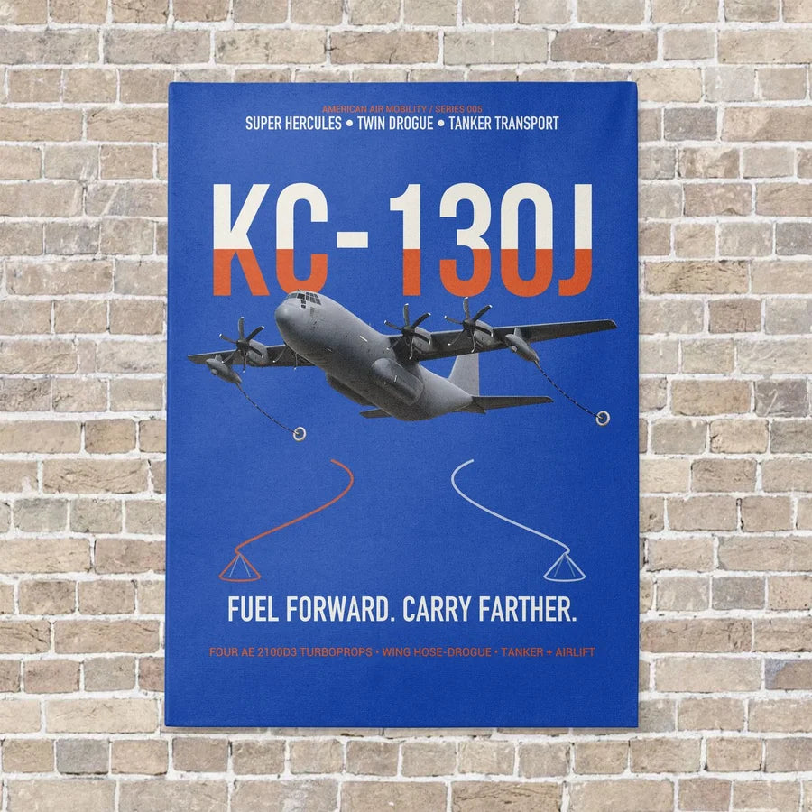 KC-130J SUPER HERCULES vertical canvas print - no frame - blue background