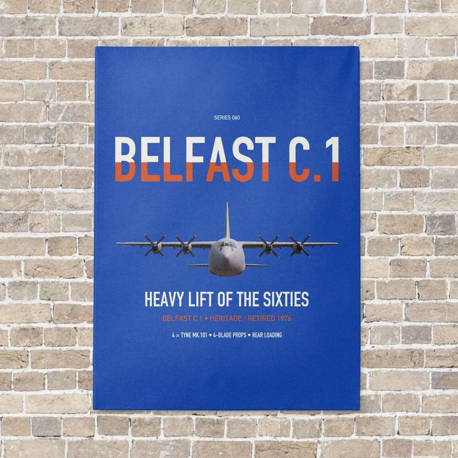 Short Belfast C.1 vertical canvas print - no frame - blue background