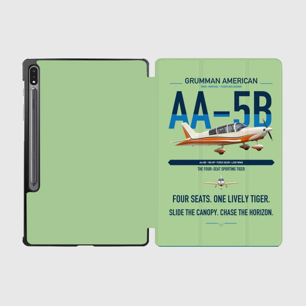 Grumman American AA-5B Tiger design on light green samsung tablet tablet case