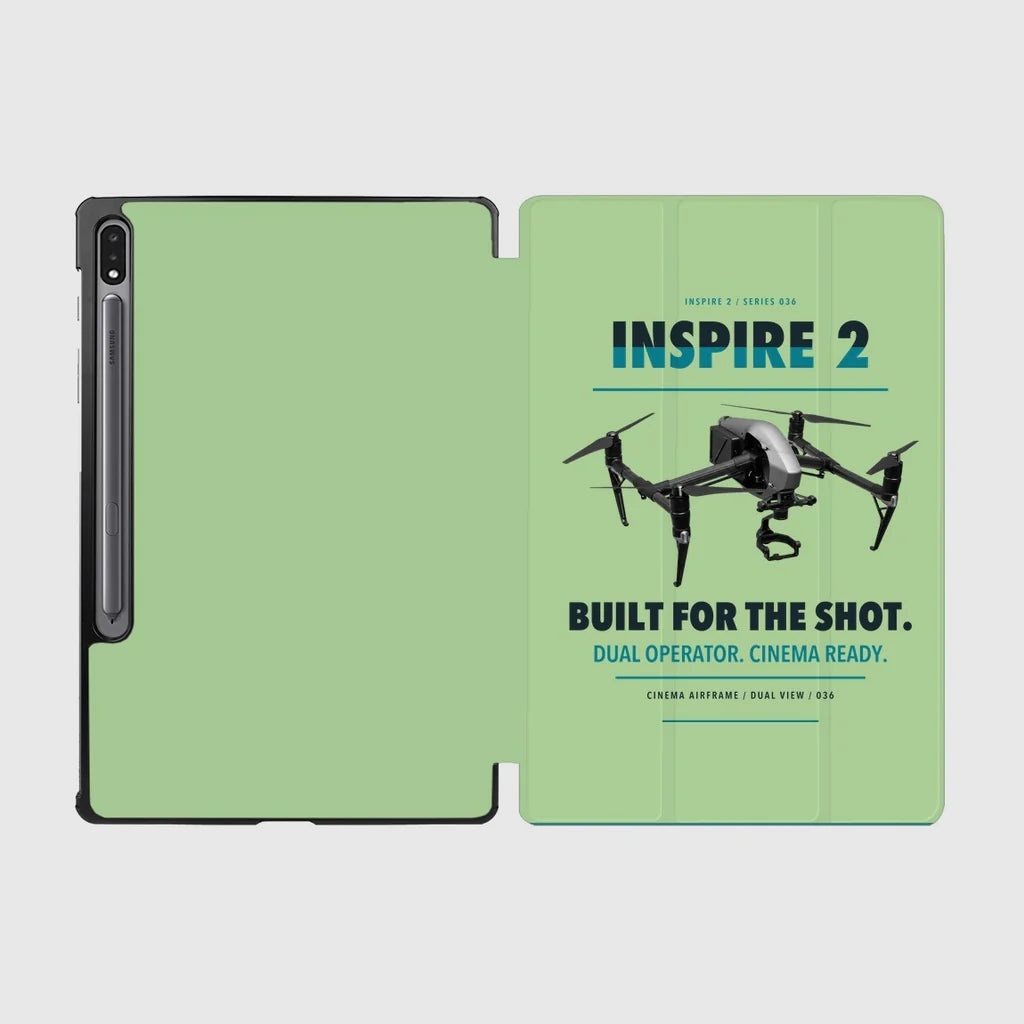 DJI Inspire 2 design on light green samsung tablet tablet case