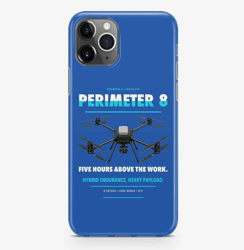 Skyfront Perimeter 8 Case ProMax design on blue iphone case promax