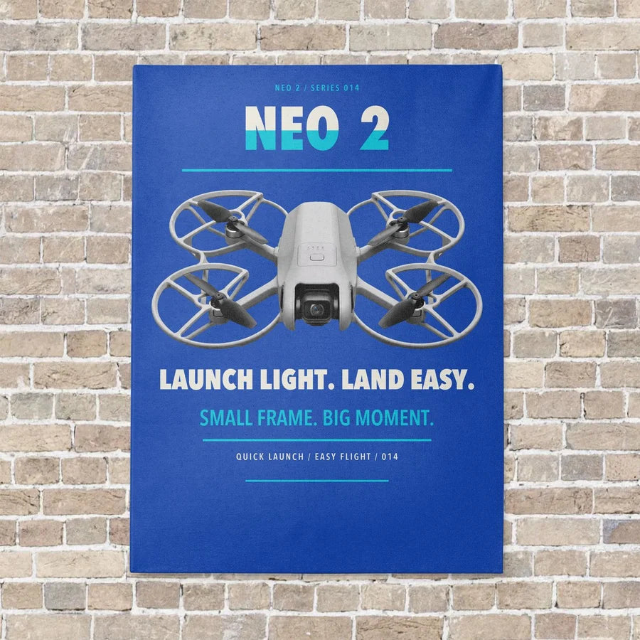 DJI Neo 2 vertical canvas print - no frame - blue background