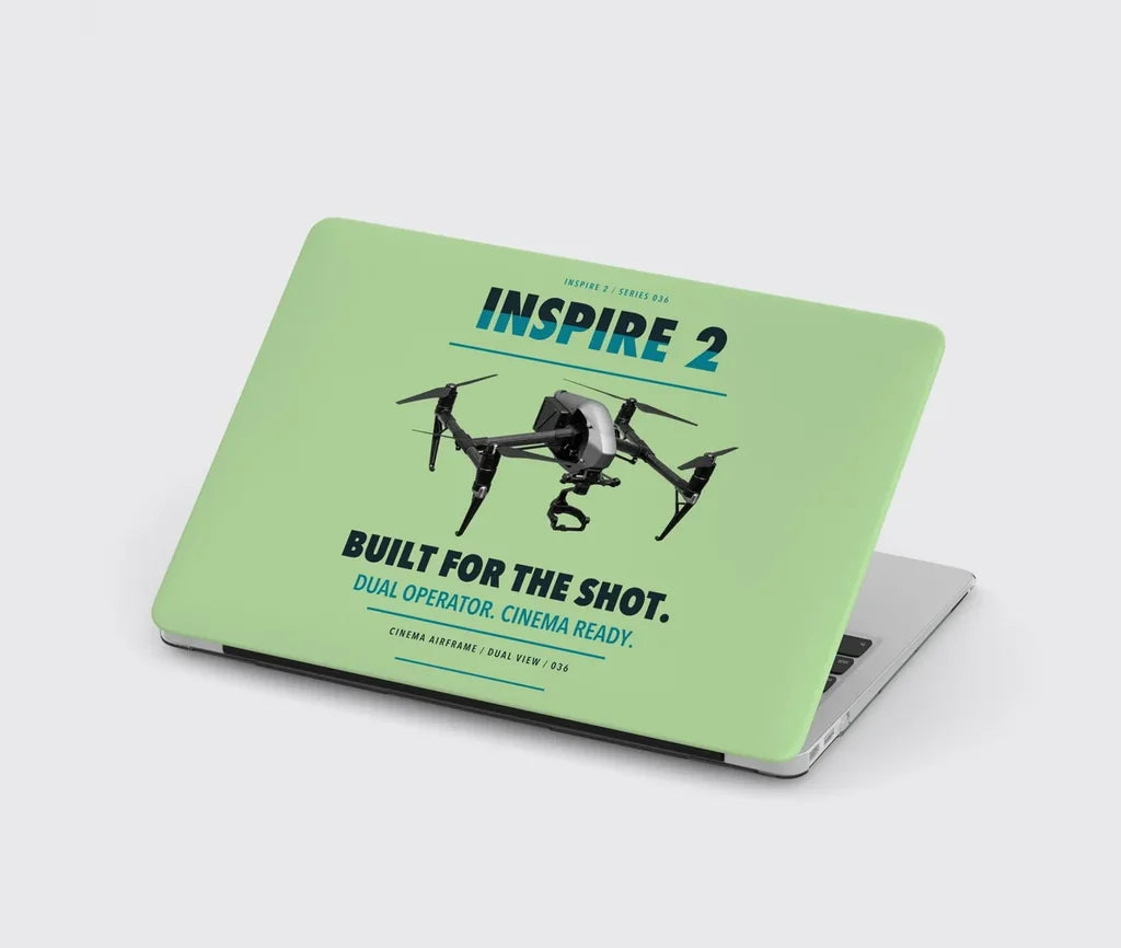 DJI Inspire 2 design on light green MacBook case