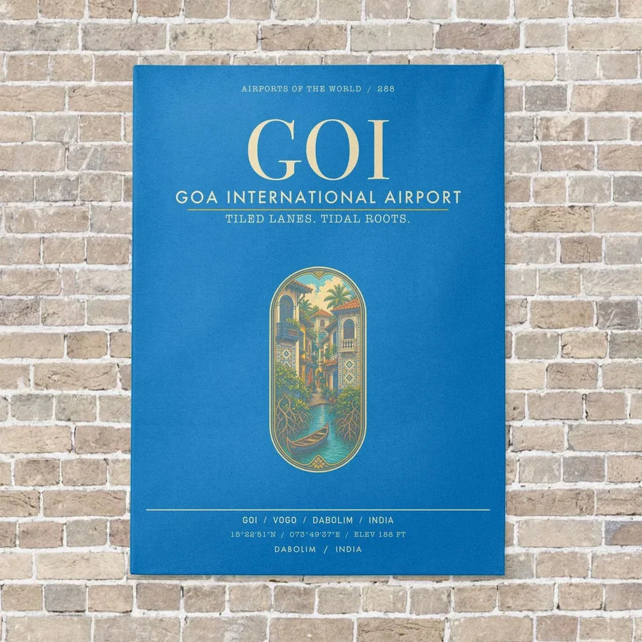 Goa International Airport Dabolim GOI - Canvas Framed - Turquoise