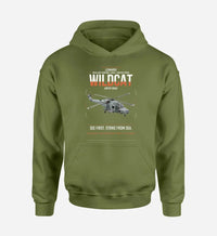 Thumbnail for Leonardo AW159 Wildcat HMA2 design on green army double-side hoodie, single-side print