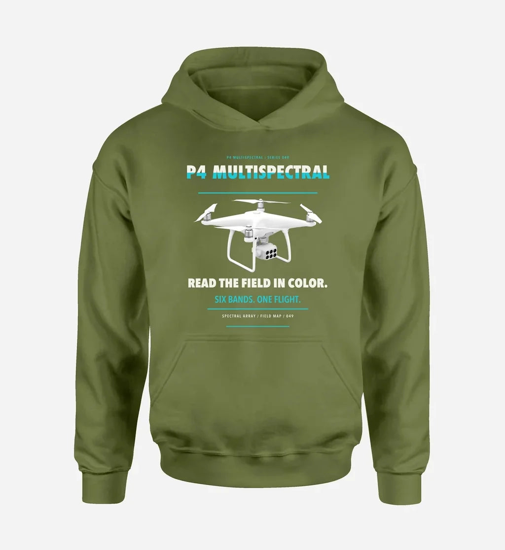 DJI P4 Multispectral design on green army hoodie single side