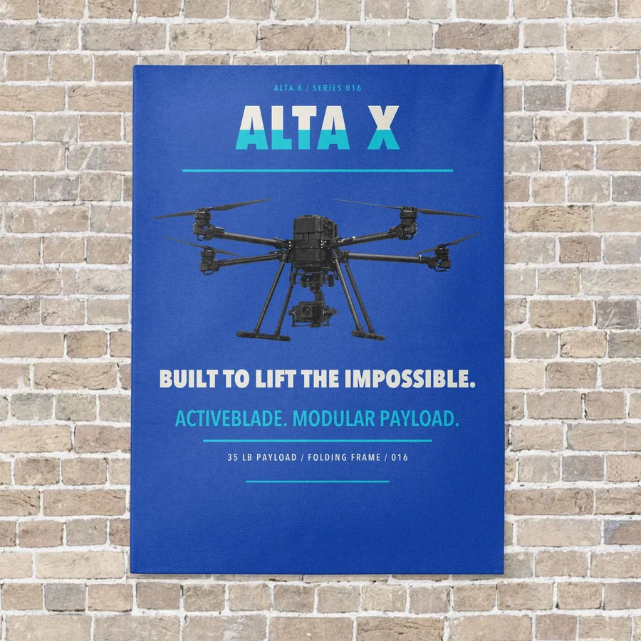 Freefly Alta X vertical canvas print - no frame - blue background