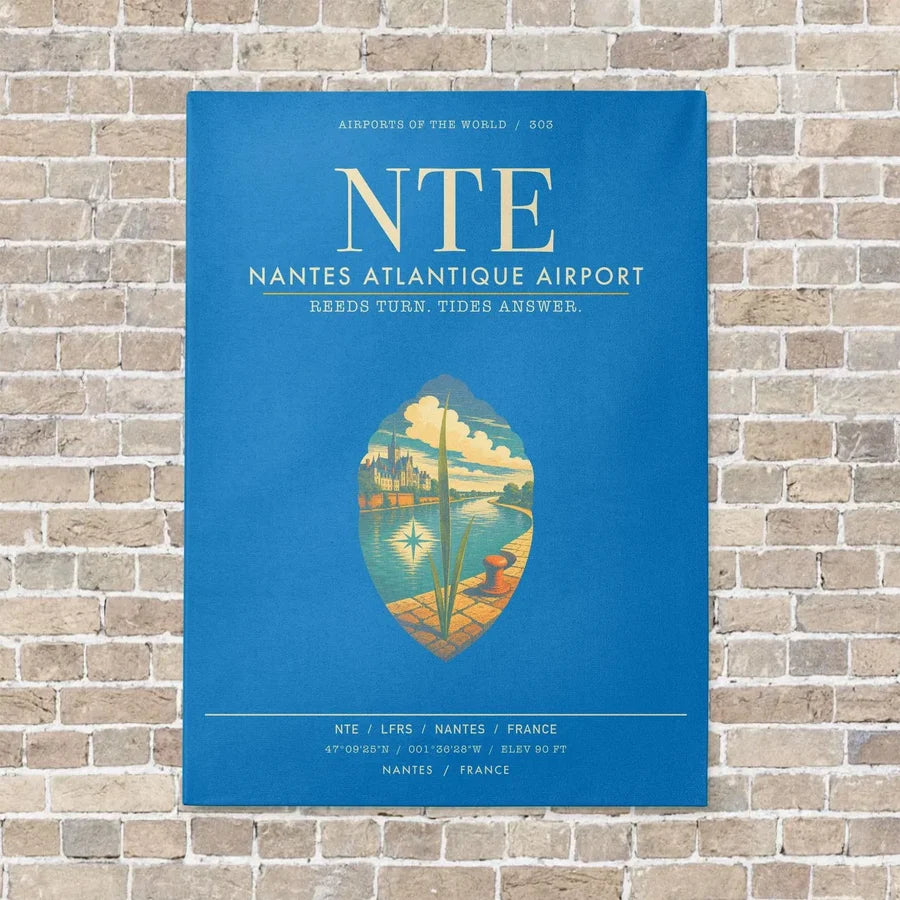 Nantes Atlantique Airport NTE - Canvas Framed - Turquoise