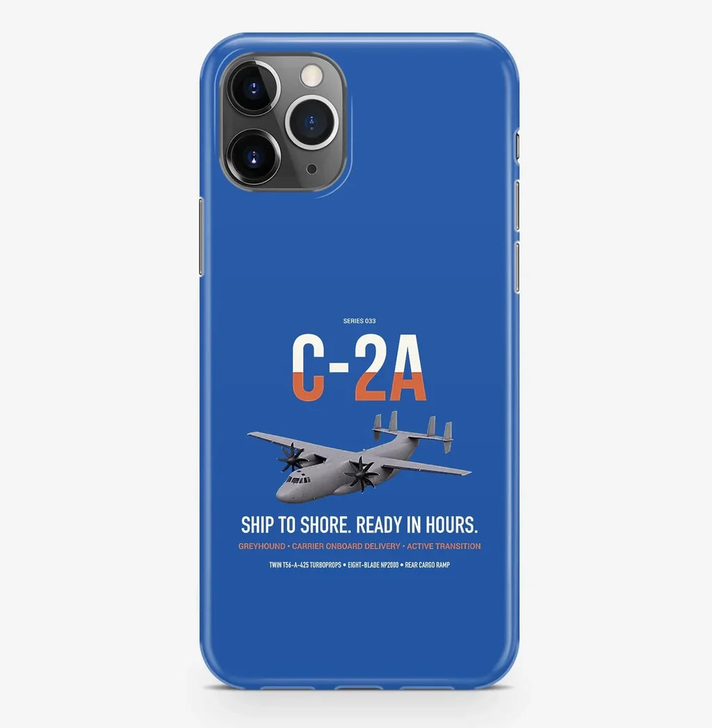 C-2A Greyhound design on blue magsafe iphone case, for iPhone Pro Max