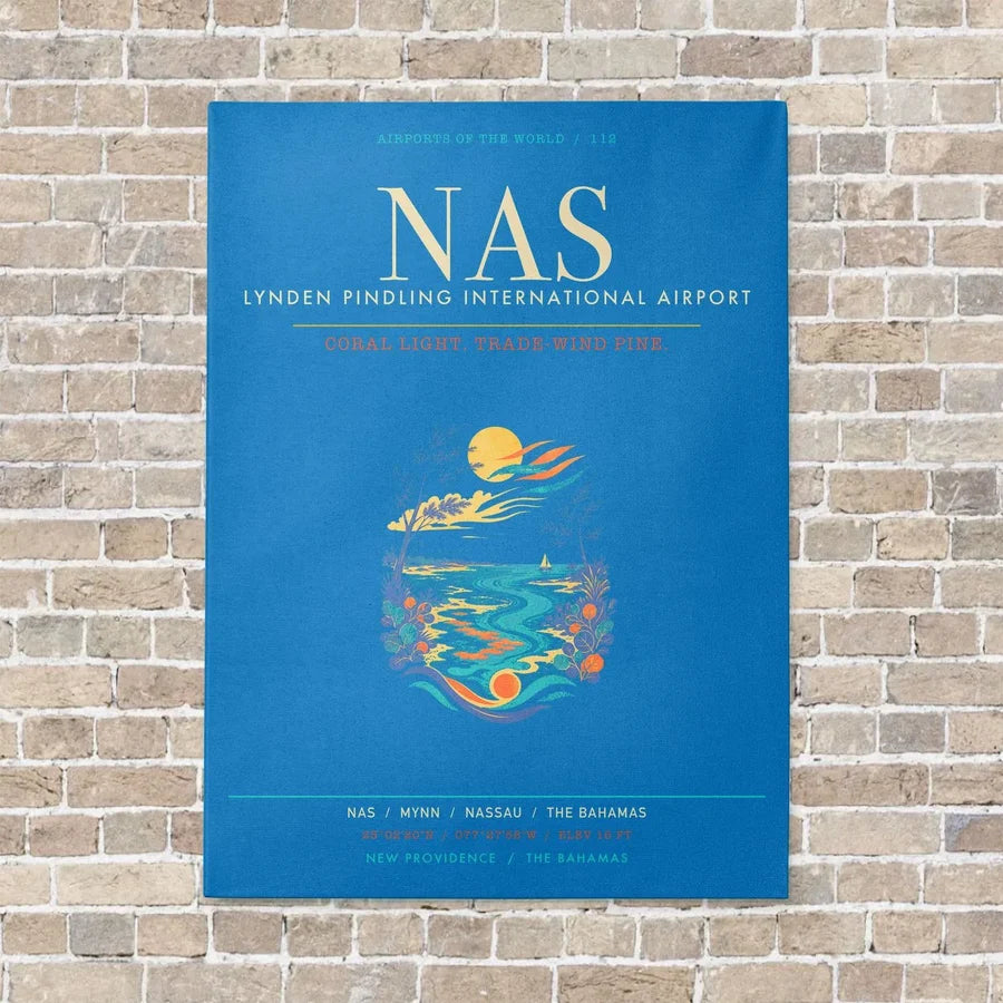 Lynden Pindling International Airport Nassau NAS - Canvas Framed - Turquoise