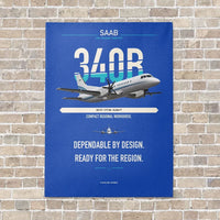 Thumbnail for Saab 340B vertical canvas print - no frame - blue background