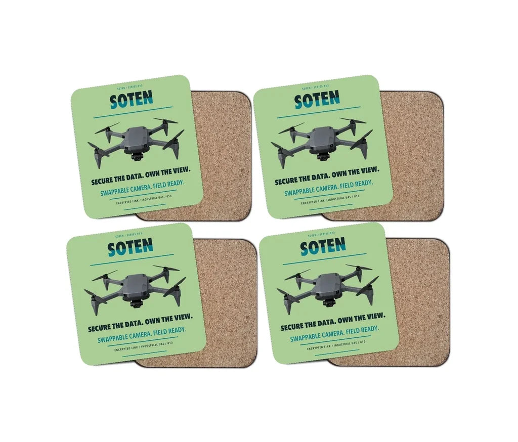 ACSL SOTEN design on light green 4 pieces set coaster