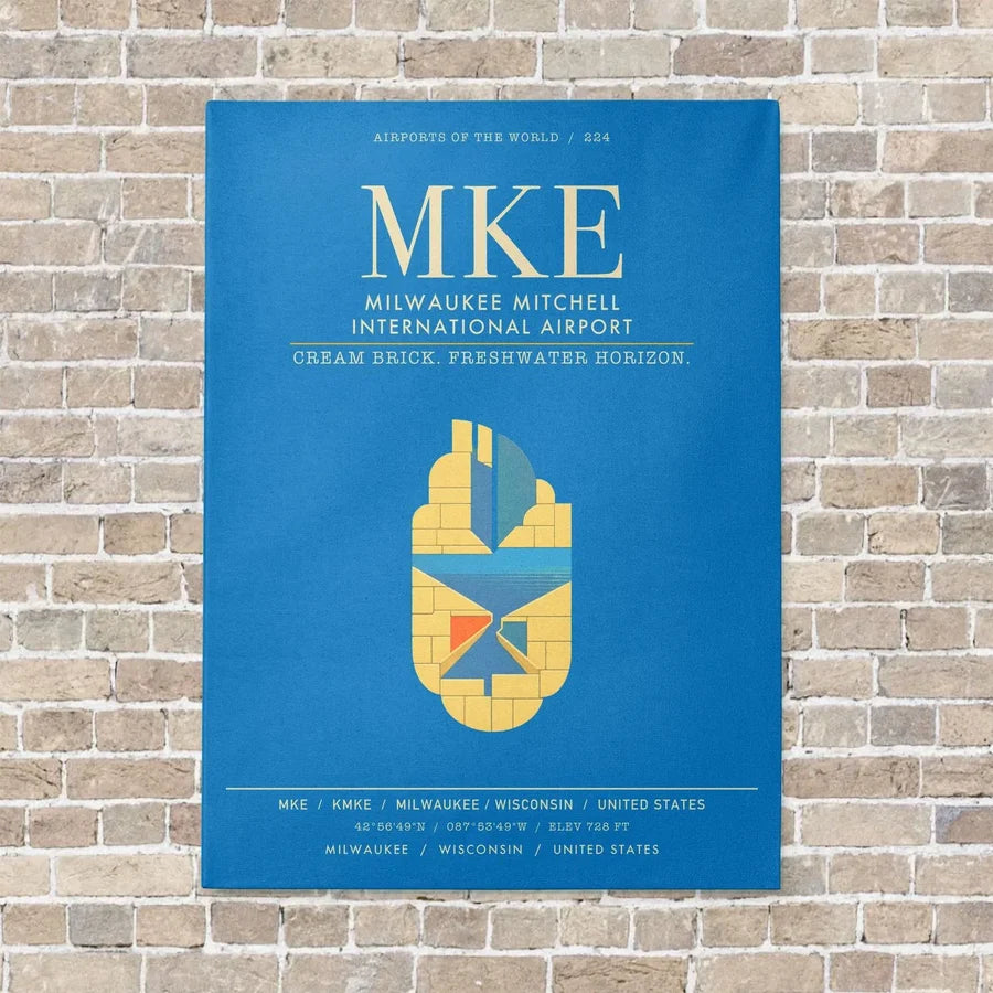 Milwaukee Mitchell International Airport MKE - Canvas Framed - Turquoise