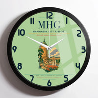 Thumbnail for Mannheim City Airport (MHG) design on light green framed wall clock