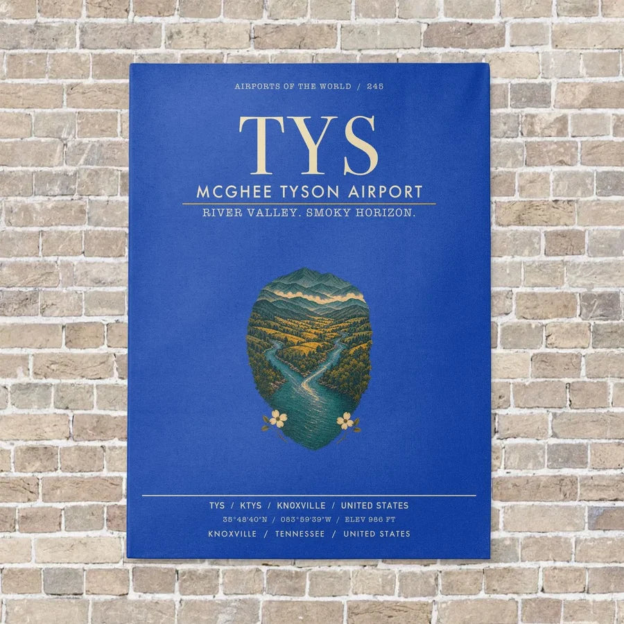 McGhee Tyson Airport Knoxville TYS vertical canvas print - no frame - blue background