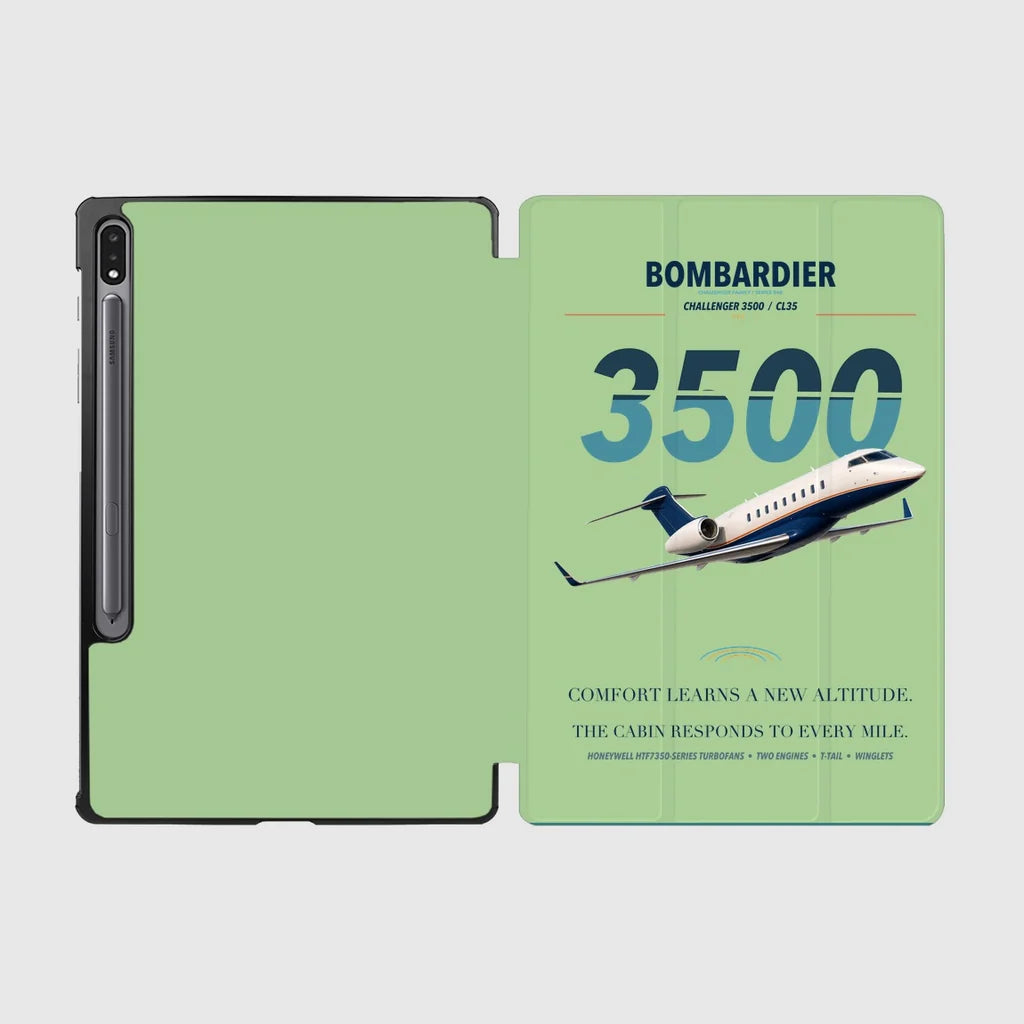 Bombardier Challenger 3500 design on light green samsung tablet tablet case