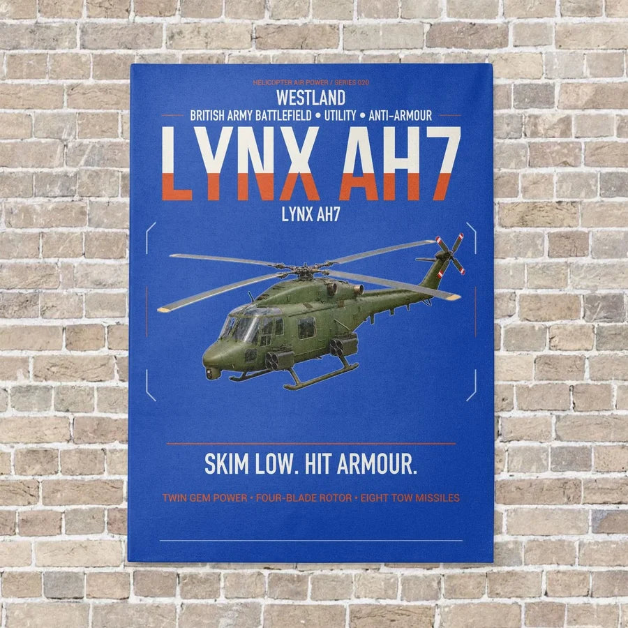 Westland Lynx AH7 vertical canvas print - no frame - blue background