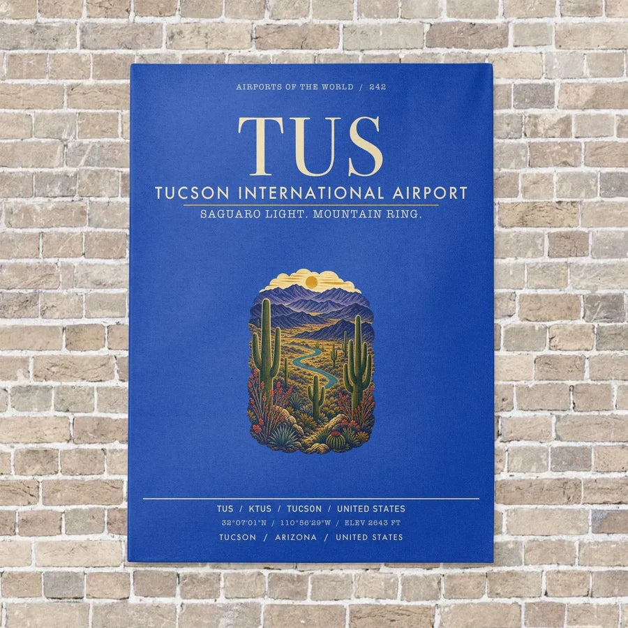 Tucson International Airport TUS vertical canvas print - no frame - blue background
