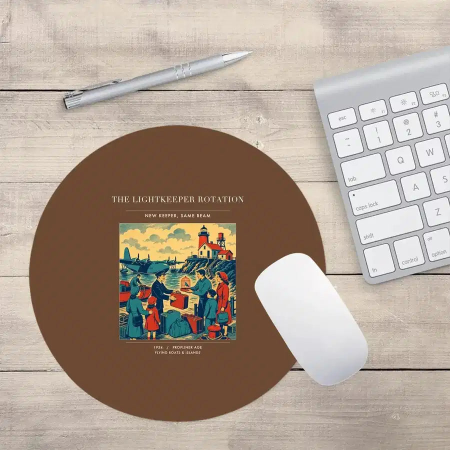 VINTAGE G4418 - The Lightkeeper Rotation - Designed Mouse Pads design on brown round