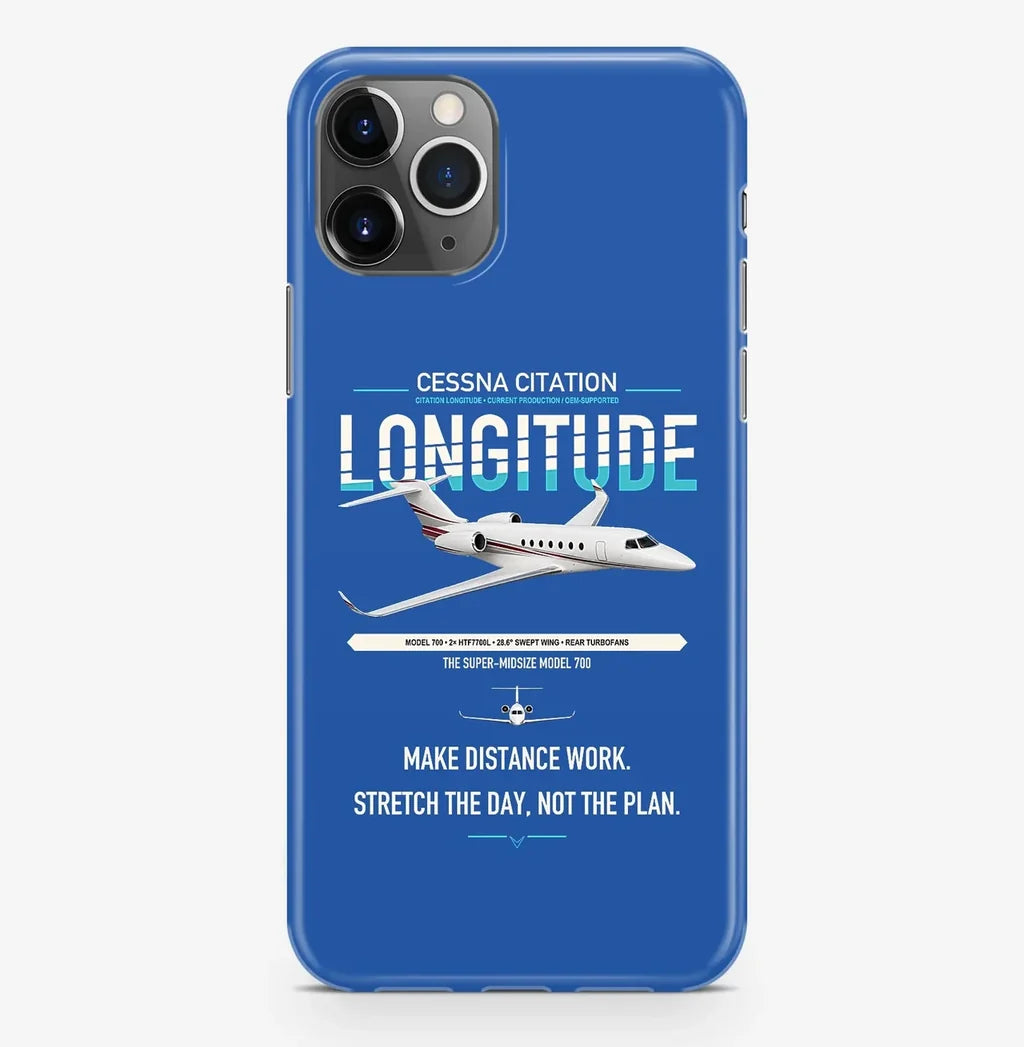 Cessna Citation Longitude design on blue magsafe iphone case, for iPhone Pro Max