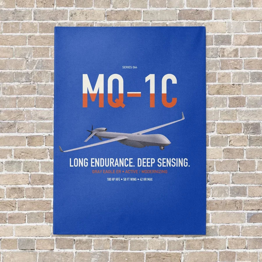 MQ-1C Gray Eagle ER vertical canvas print - no frame - blue background
