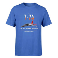 Thumbnail for T-7A Red Hawk design on blue double-side t-shirt, single-side print