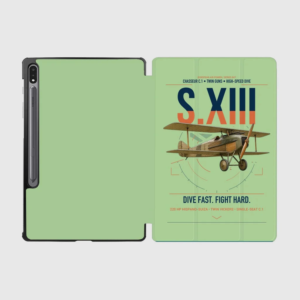 SPAD S.XIII C.1 design on light green samsung tablet tablet case