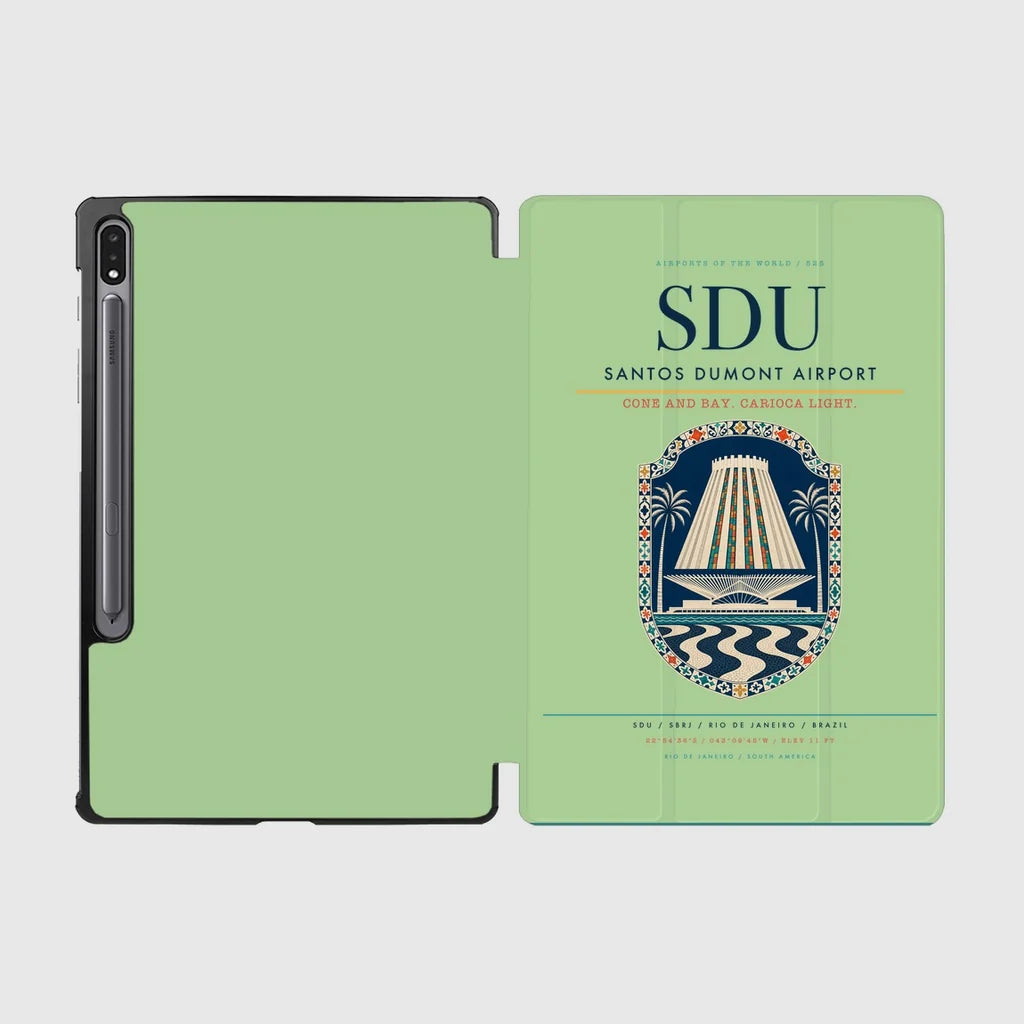 Santos Dumont Airport (SDU) design on light green samsung tablet tablet case