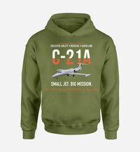 Thumbnail for C-21A LEARJET design on green army hoodie single side