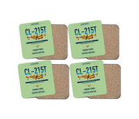 Thumbnail for Canadair CL-215T design on light green 4 pieces set coaster