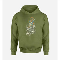 Thumbnail for SIGNAL 571 - Read The Air Ride The Silence design on green army hoodie single side