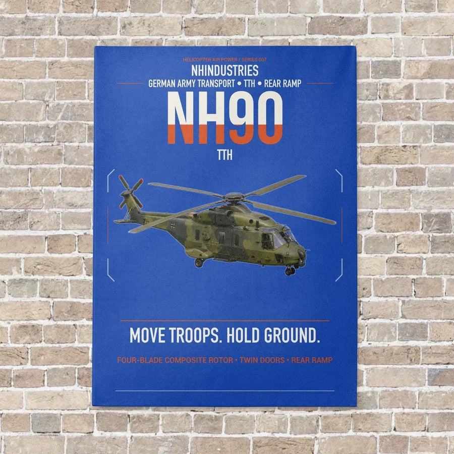 NHIndustries NH90 TTH vertical canvas print - no frame - blue background