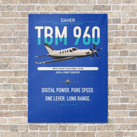 Thumbnail for Daher TBM 960 vertical canvas print - no frame - blue background