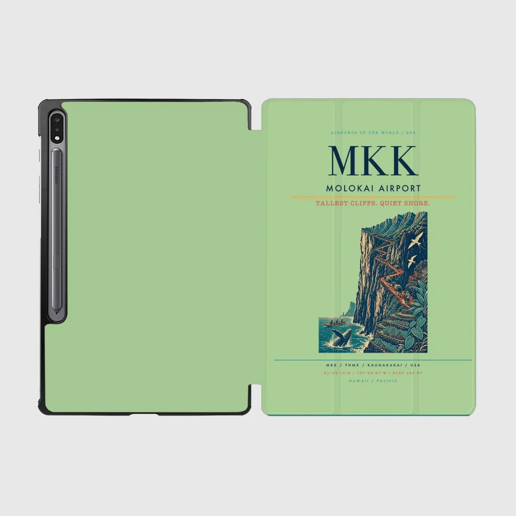 Molokai Airport (MKK) design on light green samsung tablet tablet case