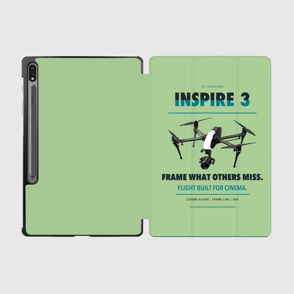DJI Inspire 3 design on light green samsung tablet tablet case
