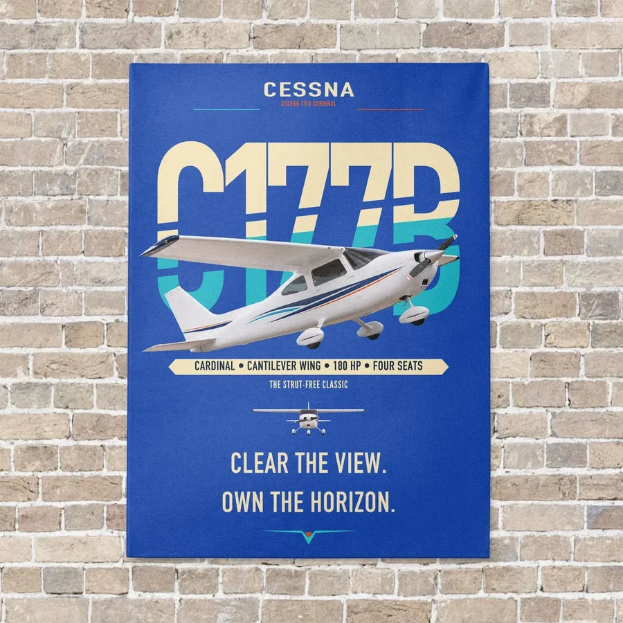 Cessna 177B Cardinal vertical canvas print - no frame - blue background
