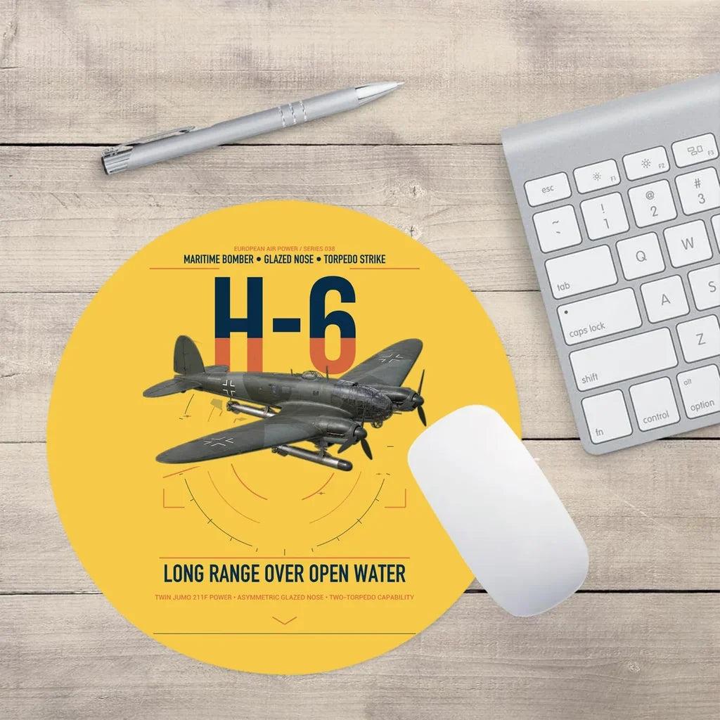 Heinkel He 111H-6 design on yellow round mouse pad