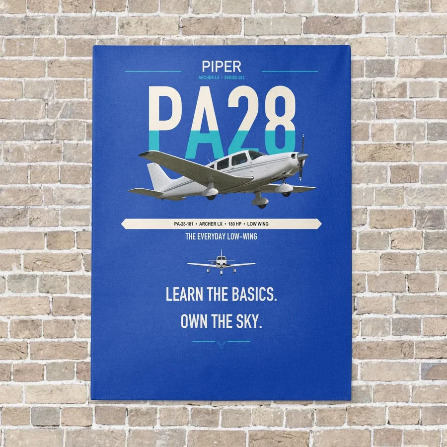 Piper PA-28-181 Archer LX vertical canvas print - no frame - blue background