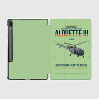 Thumbnail for Aérospatiale SA 316B Alouette III design on light green samsung tablet tablet case