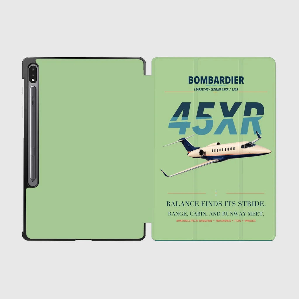 Bombardier Learjet 45XR design on light green samsung tablet tablet case