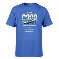 Thumbnail for Cessna 208 Caravan design on blue t-shirt, single-side print