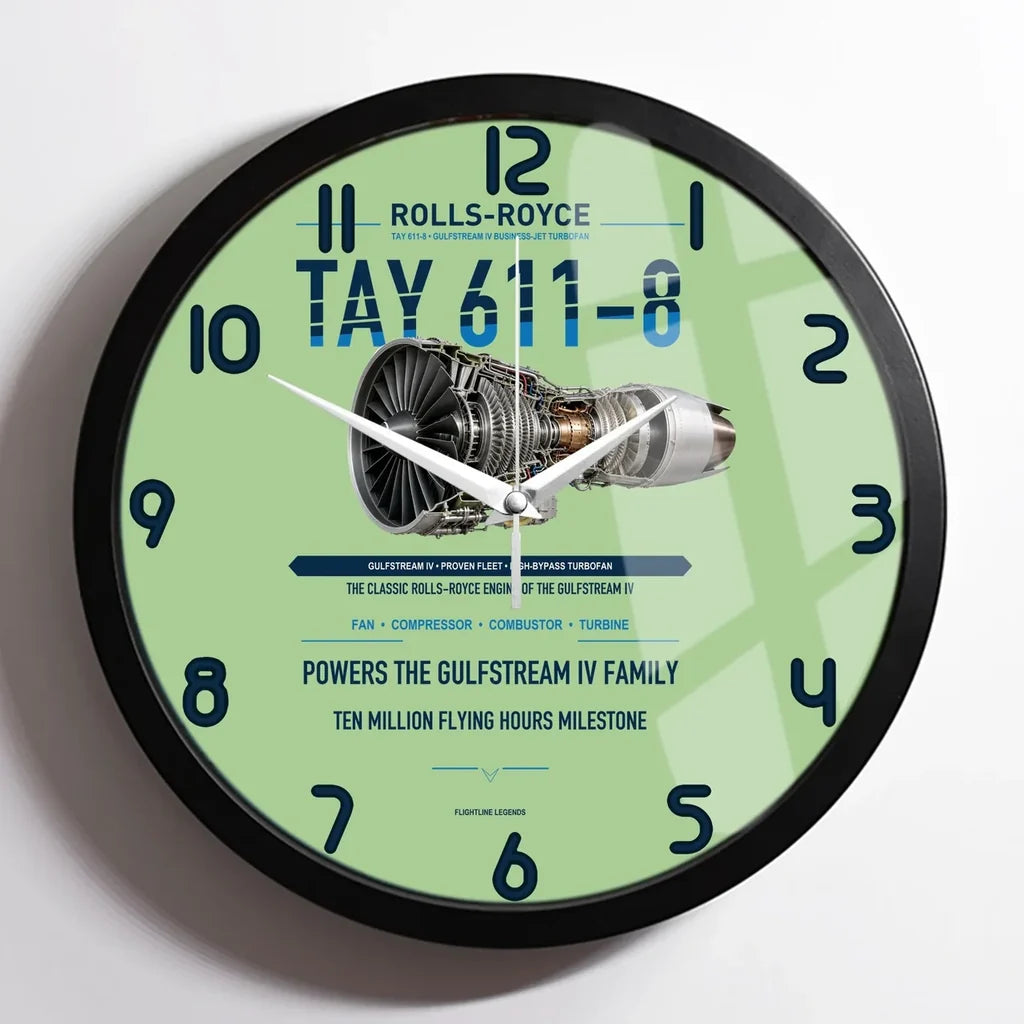 TAY 611-8 design on light green framed wall clock