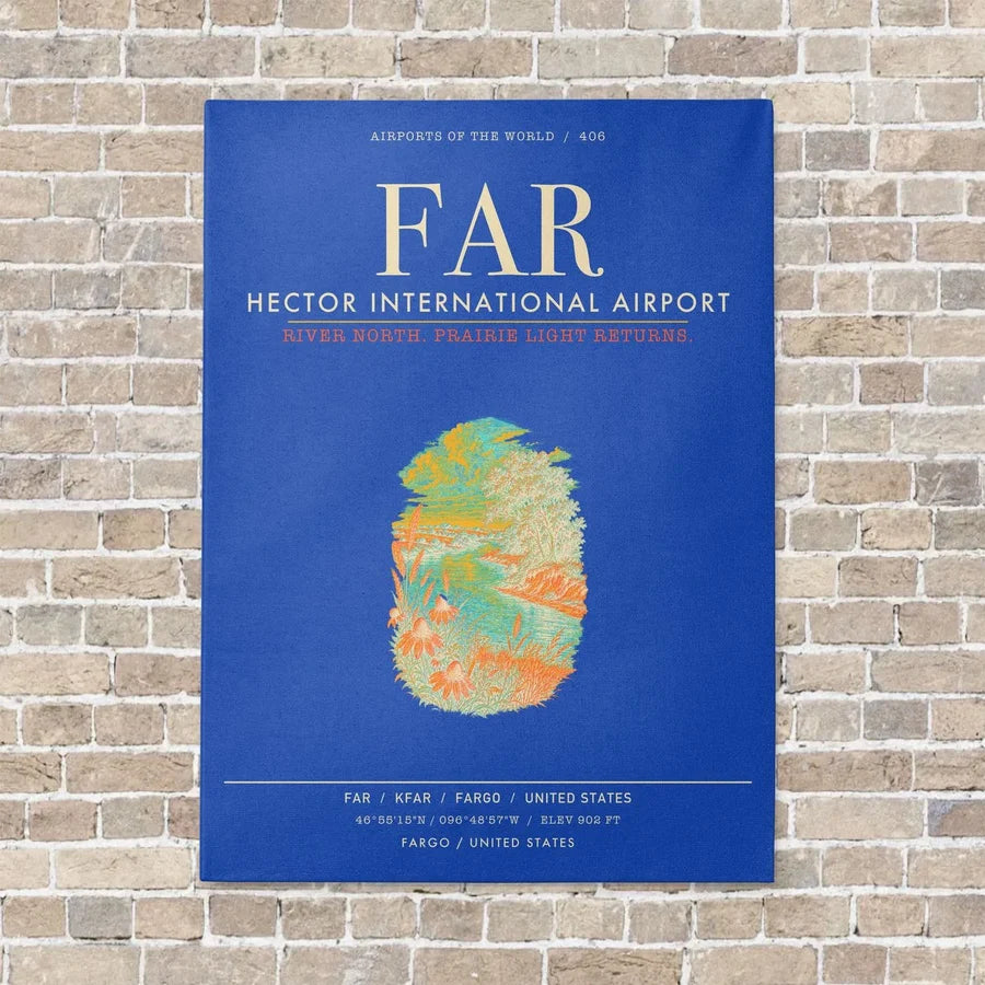 Hector International Airport FAR vertical canvas print - no frame - blue background