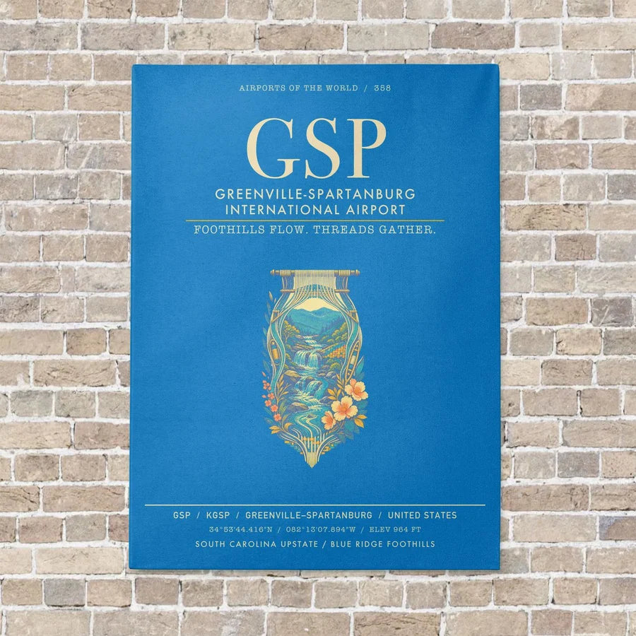 Greenville-Spartanburg International Airport GSP - Canvas Framed - Turquoise