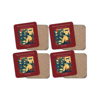 Thumbnail for The Radio Room Watch - Designed Coasters design on dark red 4-pieces-set